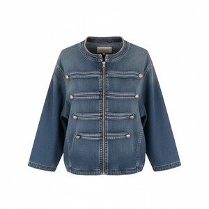 torrid Blue Denim Military-Style Zip Front Jacket